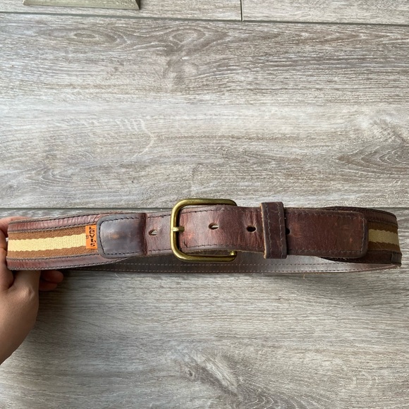 Vintage Levi’s Orange Tab Solid Brass Buckle Leather Belt - Picture 3 of 15